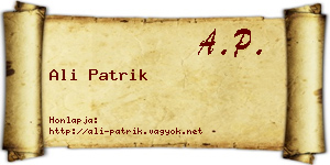 Ali Patrik névjegykártya